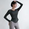 Top de ioga feminino, roupas justas para corrida, roupas de secagem rápida, manga comprida, outono e inverno, gola em V, camiseta esportiva, emagrecimento, roupas de fitness populares na Internet