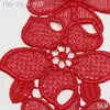 Tanglong rojo brillante poliéster seda encaje soluble en agua ribete 6cm ropa festiva decoración navideña ribete de encaje