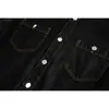 Chaqueta de Mezclilla Negra Resistente Estilo Retro Americano de Moda Chaqueta de Mezclilla Casual para Hombre Ab1164