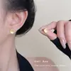 Brincos de Tarraxa Geométricos com Flor de Car Brilhante Artesanal, Banhados a Ouro 18K, Estilo Moda Coreana, Brincos de Luxo Leve de Alta Qualidade para Mulheres