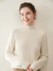Estilo Novo Outono e Inverno Suéter de Cashmere Floral com Gola Alta Meia para Mulheres Solto e Versátil Simples Espessado Tricotado Suéter Base