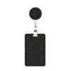 Porta-credencial retráctil de venta caliente transfronteriza, clip para insignia con estampado de leopardo, portatarjeta de trabajo en relieve, cordón para identificación, en stock