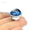 Collar de 12 Constelaciones Plata Bola de Cristal Azul de Constelación Colgante Joyería de Pareja para Hombres y Mujeres Regalo de Cumpleaños para Estudiantes Niños