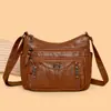 Bolsa transfronteiriça de couro macio, bolsa de ombro feminina de grande capacidade, bolsa transversal, bolsa versátil para o dia a dia, bolsa de viagem