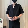 Camiseta de cuello en V para hombre verano manga corta 2025 nuevo rufián guapo moderno moda seda de hielo ropa casual de verano