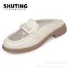 Shu Ting 2026 Novos Mocassins, Chinelos Fechados de Malha, Calçados Femininos de Verão Slip-On, Meio Chinelos para Mulheres, Adequados para Uso Externo
