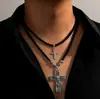 Popular Estilo Gótico Religioso Europeo y Americano Transfronterizo Joyería Colgante de Cruz de Calavera con Forma de Corazón de Aleación Accesorios de Collar para Hombre