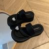 2024 nuevo verano sandalias de dedo de pedrería de alta calidad para mujer moda exterior zapatilla ligera de tacón alto y suela gruesa