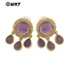 Pendientes Cortos Exquisitos para Mujer Me120 Estilo Palacio Chino Borla de Piedras Preciosas Coloridas Diseño de Piedra Gota de Agua