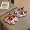 Primavera y Otoño Nuevos Zapatos de Cuero para Niñas Velcro Zapatos de Princesa Zapatos de Bebé Zapatos de Cuero para Niños Lazo Suela Suave Zapatos de Cuero para Niños