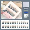 Venta Directa Personalizada de Fábrica Uñas Cortas, Medias y Largas para Manicura, Uñas Portátiles de Fototerapia Hechas a Mano, Pegatinas para Uñas, Estilo de Lujo Accesible 24 Piezas