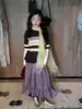 WO roupas infantis, saia para meninas, nova coleção outono 2026, saia infantil texturizada com babados estilo coreano, moderna