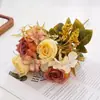 Flor Artificial Rosa Anna Enrolada Decoração para Casa Flor Artificial Rosa Flor de Seda Estilo Europeu Arranjo de Flores para Mesa de Hotel
