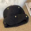 Gorro grueso estilo coreano de estrella azul tridimensional cálido para mujer, turbante de otoño e invierno, gorro de punto adelgazante para clima frío