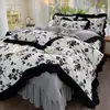 Novo conjunto de cama de quatro peças acolchoado estilo coreano em veludo de leite 2026