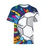 Camiseta Masculina Redonda Plus Size Europeia/Americana Estampada com Impressão Digital 3D Camiseta Esportiva de Secagem Rápida Manga Curta