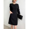 Estoque Pronto Fabricante Atacado Vestido de Nove Quartos com Caimento em Triacetato + Forro de Seda Slimming Look Vestido Pequeno para Mulheres