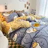 Conjunto de Roupa de Cama Fresco e Fofo Selecionado Cuidadosamente Conjunto de Capa de Edredom de Verão Conjunto de Três Peças para Dormitório de Estudante Peça Única Roupa de Cama de Desenho Animado