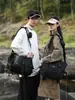 Bolsa Mensageiro Funcional Estilo Workwear de Grande Capacidade para Homens e Mulheres, Mochila Estilo Unissex, Bolsa Transversal Masculina, Bolsa Tendência para Viagens de Curta Distância