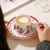 Taza de Café de Girasol Cerámica Retro Taza y Platillo de Porcelana Blanca Set Caja de Regalo Taza Souvenir Flor Ecológico