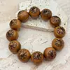 Pulseras de Madera de Durazno Natural con Patrones Tallados de Tai Chi y Cruz de Bagua, Cuentas de Oración de Madera Unisex, Al Por Mayor