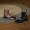 Couro bovino de primeira camada lavado para indústria pesada! Novas Botas Martin Elegantes de Luxo Leve Outono e Inverno 2024 Botas Curtas Chelsea