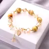 Pulseira de Olho de Tigre de Cinco Cores Nova Moda Feminina Luxo Leve Folhas de Diamante Flor de Resina Pulseira para Namorada Casal Acessórios de Mão