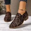 Nuevos Zapatos Slip-On de Comercio Exterior Talla Grande 2025 con Estampado de Leopardo, Boca Baja, Tacón Bajo, Punta Fina, Tacón Grueso, Zapatos de Moda para Mujer