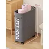 Cesta de Armazenamento para Tapete de Yoga Doméstica com Rodas Móvel para Espaços Pequenos Armazenamento de Equipamentos Fitness Esportivos Cesta de Armazenamento para Rolo de Espuma