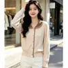 Nuevo Suéter Cardigan de Punto para Mujer, Versátil, Ajustado, Cuello Muñeca, Estilo Coreano, Blanco, para Primavera y Otoño