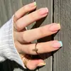 24 piezas de uñas postizas estilo francés con degradado rosa melocotón, manicura 3D portátil, parches de uñas postizas de comercio exterior