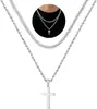 Exclusivamente para Ventas Transfronterizas, Colgante de Cruz de Acero Inoxidable, Cadena de Clavícula Superpuesta de Alta Gama, Collar, Collar de Cruz