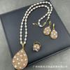 Nuevo traje de perlas naturales de agua dulce personalidad moda Diamante Checo estilo lujo ligero juego de tres piezas con incrustaciones ventas directas de fábrica