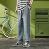 Jeans de Perna Larga Estilo Primavera e Outono Americano Masculino High Street Retrô Soltos com Cordão Retos Casuais Calças Longas Calças de Chão