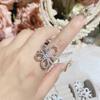 Anel de Flor Camélia Estilo Coreano Elegante Simples INS Nicho Banhado a Ouro 18K Full Diamond Brilhante Exquisito Rico Conjunto de Flores