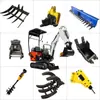 Excavadoras pequeñas de venta al por mayor transfronterizas se suministran con escarificador, rastrillo, pinza de agarre, clip de pulgar, accesorios de microexcavación, suministro de fábrica