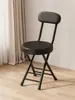 Taburete Plegable con Respaldo, Silla con Cojín Suave, Silla Sencilla para el Hogar, Silla Plegable para Dormitorio, Taburete Pequeño para Balcón, Taburete Redondo Portátil