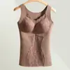 Ventas Directas de Fábrica Superventas Transfronteriza Chaleco Cálido de Lana para Mujer Top de Capa Base de Encaje Otoño e Invierno con Almohadillas en el Pecho Control de Abdomen Ropa Interior para Mujer