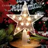 Decorações de Natal, Luzes de Fio para Ponta de Árvore de Natal, Luzes de Estrela, Atmosfera Quente Decorativa, Luzes Piscantes Criativas de Estrela de Cinco Pontas, Transfronteiriço