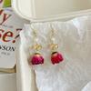Aretes de Botón Estilo Mori Suave Diseño Super Hada Retro Rosa Eterna Flor Real Aretes de Niña Suave Elegante