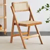 Cadeira de Rattan Estilo Nórdico Cadeira de Escritório Casual Cadeira de Café Cadeira Dobrável de Lazer para Varanda de B&B Cadeira de Estudo