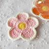Posavasos de Moda Dulces Accesorios Florales Crochet de Hilo Hecho a Mano Broche de Flor Colorida Goma para el Cabello DIY