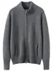 Nuevo Suéter de Punto Cardigan Abrigo de Cachemira Siete Puntos con Bolsillos Casual Versátil Holgado Color Sólido Cuello Alto Cremallera