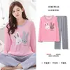 Novo Pijama Cartoon para Mulheres, Gola Redonda, Mangas Longas, Calça Longa, Estilo Floresta, Fofo, Pode Ser Usado Fora, Pijama, Conjunto para Casa