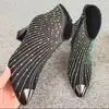 Grulla de Almohada Blanca 2026 Otoño/Invierno Nuevas Botas de Moda Elegantes con Puntera Puntiaguda y Lentejuelas Metálicas Botines con Pedrería Tacones Altos Estilosos de Gama Alta