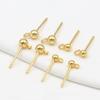 Arete de chícharos lisos de oro de 14K pin de plata S925 con anillo chapado en cobre oro real de 18K champán oro KC arete A58