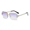 Gafas de Sol Sin Marco de Nuevo Estilo con Borde Cortado, Gafas de Sol Personalizadas y Modernas para Sombrear al Aire Libre, Gafas de Sol Versátiles y de Moda Anti-UV