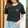 Playera de Manga Corta de Alta Gama para Mujer, Cuello Redondo Holgado, Blanco Verano 2025 Estilo Coreano Nuevo Estilo de Moda Talla Grande Top Estampado