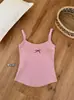 Top sin mangas con estampado de lazo para chica guapa, sin espalda, con copas en el pecho, corte ajustado, estiloso, casual, top versátil