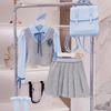 Conjunto de saia plissada estilo academia primavera para meninos grandes, novo estilo coreano, elegante, saia plissada JK, conjunto de duas peças